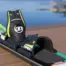 Angled rear view of the bindings and footbed on O'Brien Celebrity 58" combo waterskis.