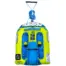 Top view of the O'Brien Simple Trainer Inflatable Ski in green and blue with bold branding.