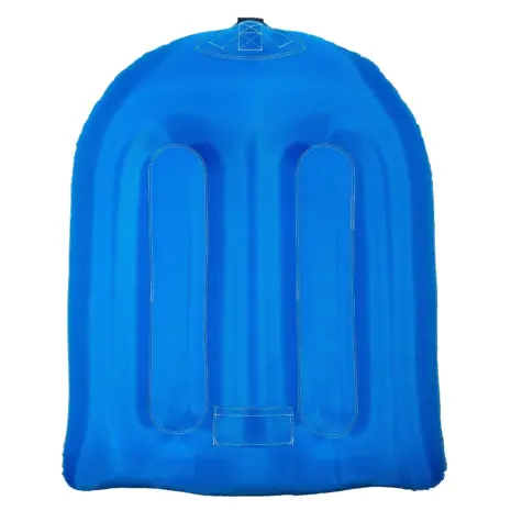 Obrien Simple Trainer Inflatable Ski Detail 04 Bottom view of the O'Brien Simple Trainer Inflatable Ski showing durable blue underside.