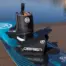 Angled close-up of the rear toe plate with logo on O'Brien Pro Trac trick skis with Z9 bindings.