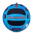 Front view of Ultra Screamer towable tube in blue with black pads, red handles, and center logo.