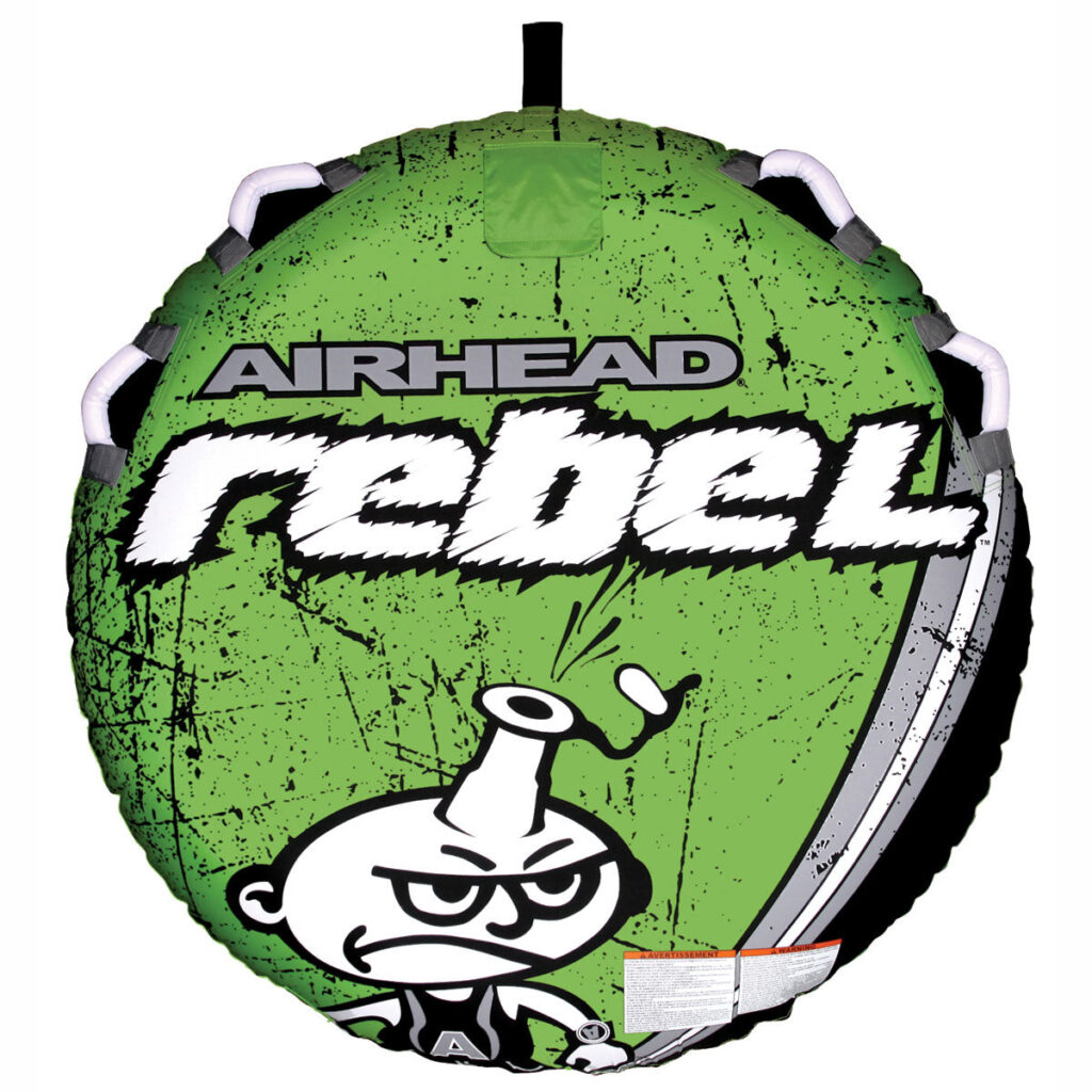 Airhead Rebel Kit | 1 Rider Towable Tube, Pump & Rope for Boating 1 Airhead Rebel Kit | 1 Rider Towable Tube, Pump & Rope for Boating official gallery image