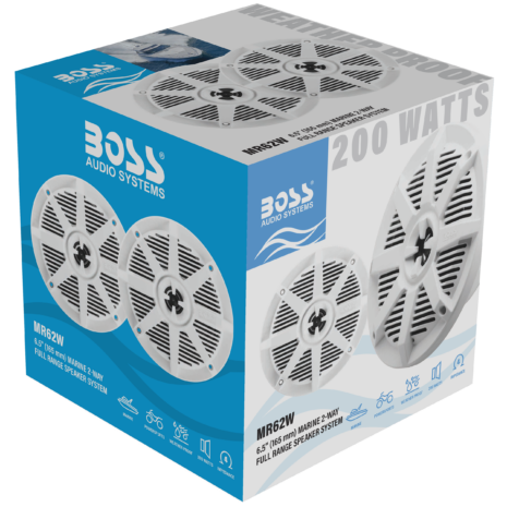 BOSS Audio MR62W 6.5-inch White Marine Speakers — Gallery BOSS Audio MR62W 6.5-inch White Marine Speakers official gallery image