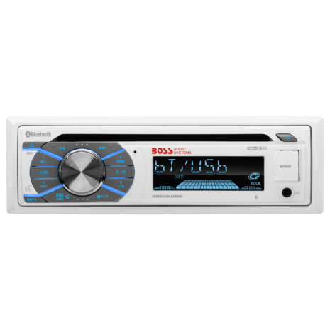 BOSS Audio MR508UABW White Marine Single-DIN Receiver — Gallery BOSS Audio MR508UABW White Marine Single-DIN Receiver official gallery image
