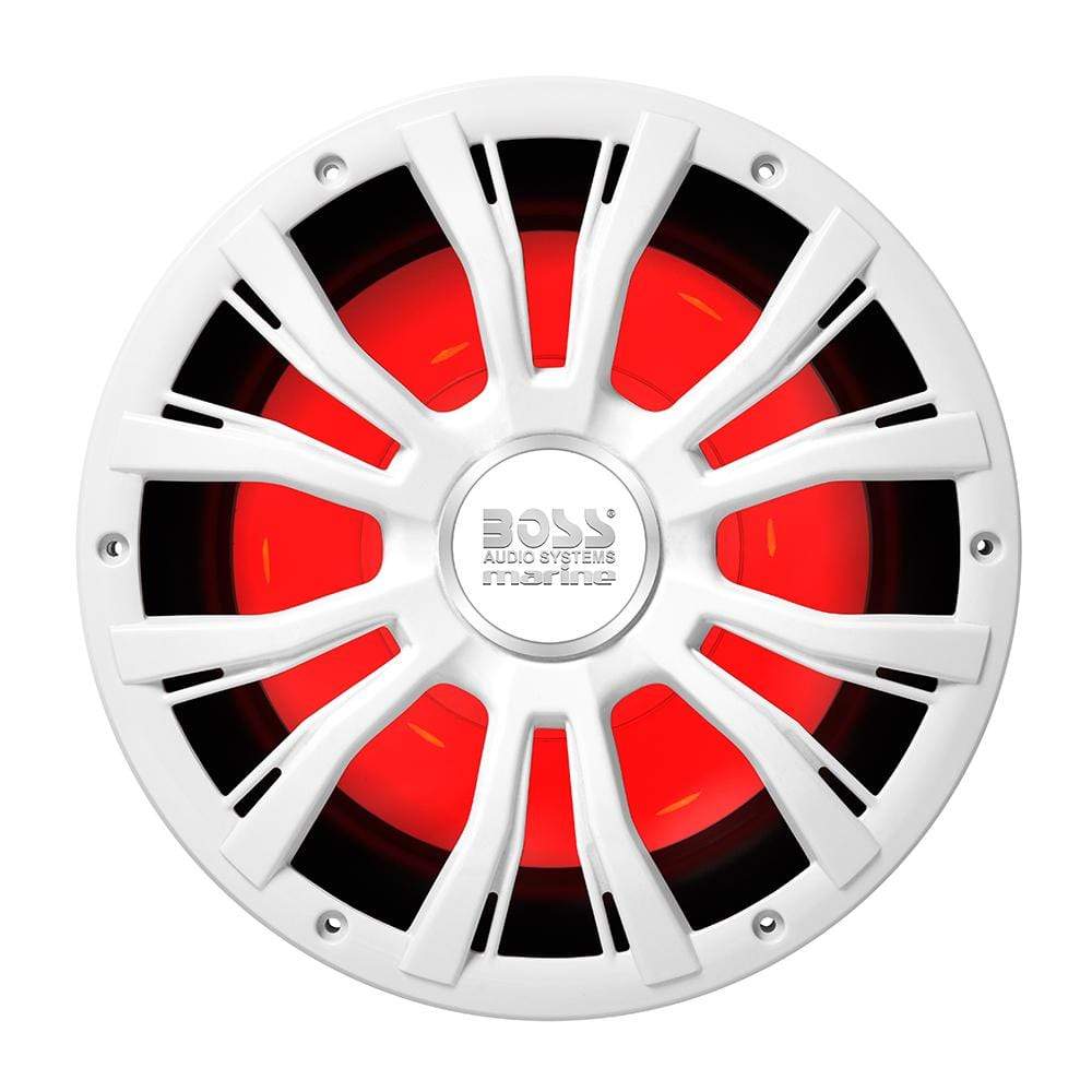 BOSS Audio MRGB10W 10-Inch 800W RGB Marine Subwoofer - White 1 BOSS Audio MRGB10W 10-Inch 800W RGB Marine Subwoofer - White hero