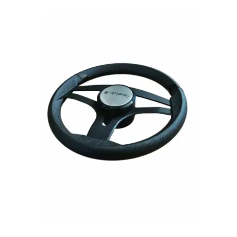 Gussi Italia Badia 350 mm Marine Steering Wheel - Angled View Angled view of Gussi Italia Badia 350 mm black marine steering wheel