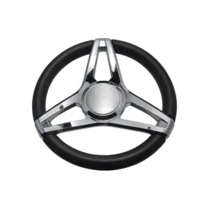 Gussi Italia Molino 350 mm black steering wheel with chrome three-spoke mould