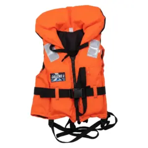 Orange N007 adult nylon life jacket with adjustable waist strap