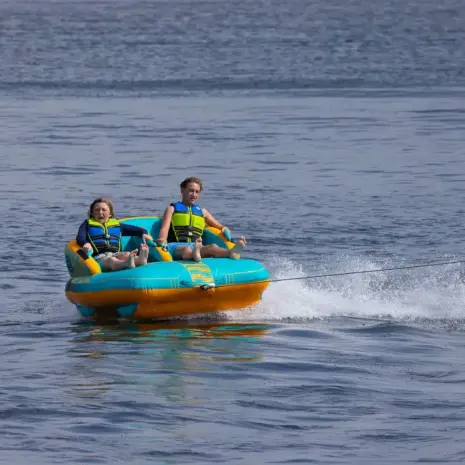O’Brien 2026 HOVR 2 Boat Tube - Lifestyle 5 O’Brien 2026 HOVR 2 Boat Tube - on-water lifestyle image