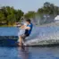 O’Brien Reactor 67″ Combo Waterskis with 700 Bindings – on-water lifestyle image