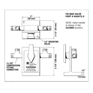 SeaStar HA5471-2 liquid tie bar alignment valve technical illustration