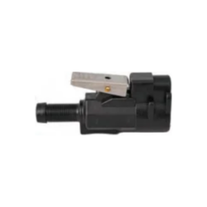 Attwood 8890LP6 black female Mercury and Mariner fuel hose connector with locking lever and 3/8-inch barb