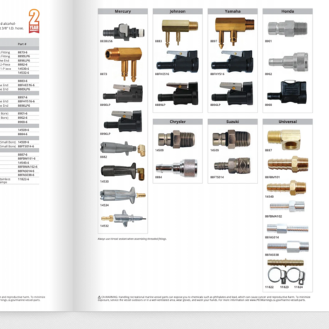 Attwood Fuel Tank and Hose Fittings Catalogue Official Attwood fuel fittings catalogue page showing Mercury and Yamaha female hose connectors