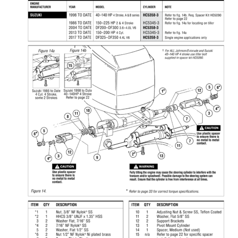 Dometic SeaStar HC5358-3 Suzuki Fitment Diagram Official Dometic SeaStar HC5358-3 Suzuki application and installation diagram
