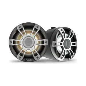 Fusion Signature Series 3i Marine Wake Tower Speakers, 6.5" 230-watt CRGBW Sports black marine wake tower speakers (pair)