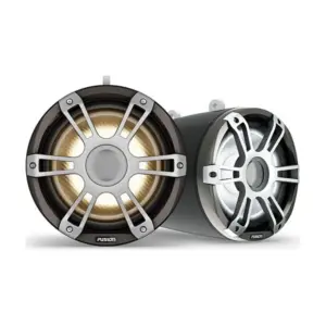 Fusion Signature Series 3i Marine Wake Tower Speakers, 8.8" 330-watt CRGBW Sports grey wake tower speakers (pair)