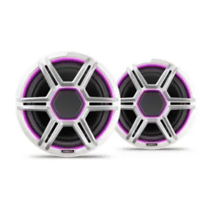 Fusion Apollo Speakers, 8.8" LED Marine Speakers with Sports White Grilles - AP-FL88SPW Fusion Apollo 8.8” LED marine speakers with sports white grilles