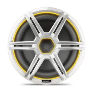 Fusion Apollo Subwoofer, 12" LED Marine Subwoofer with Sports White Grille - AP-SL12SPW Fusion Apollo 12” LED marine subwoofer with sports white grille