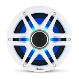 Clarion Marine CMSP Speakers, 6.5" with LED and White and Gray Sport Grille (CMSP-651RGB-SWG)