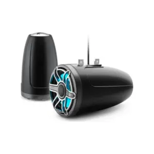 JL Audio M6 Enclosed Tower Speakers, 8.8" with LED and Titanium Sport Grille - M6-880ETXv3-Sb-S-GmTi-i