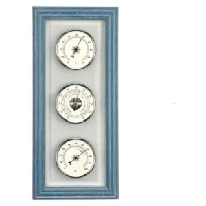 ANVI 28.3120 Chrome, Frosted Glass and Blue/Grey Wood 3-in-1 Barometer
