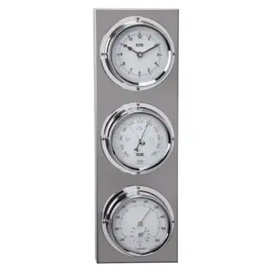 ANVI 29.0723 Stainless Steel 4-in-1 Barometer and Clock