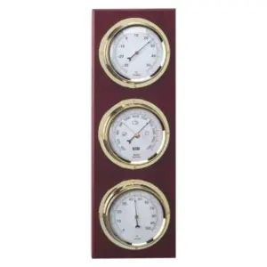 ANVI 30.3915 Brass and Dark Wood 4-in-1 Barometer and Clock