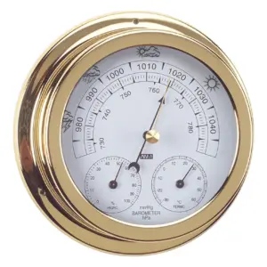 ANVI 32.0370 Polished Brass and Lacquered 3-in-1 Barometer