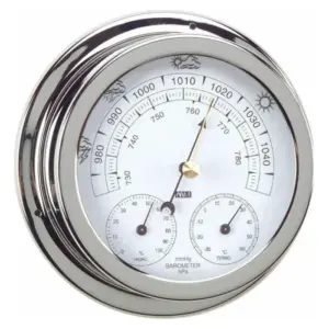 ANVI 32.0470 Polished Brass and Chromed 3-in-1 Barometer