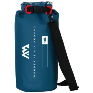 Aqua Marina navy 10L dry bag - navy bag with rolled top black buckle and shoulder strap