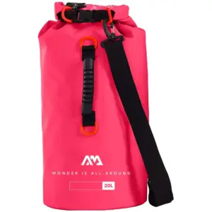 Aqua Marina 20L pink dry bag - pink bag with carry handle and black shoulder strap