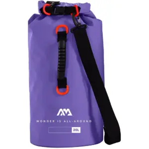 Aqua Marina 20L purple dry bag - purple bag with carry handle and black shoulder strap