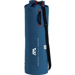 Aqua Marina 90L navy dry bag - navy roll-top bag with black shoulder strap