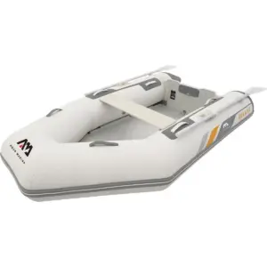 Aqua Marina A-DELUXE inflatable boat - angled view with bench and oars