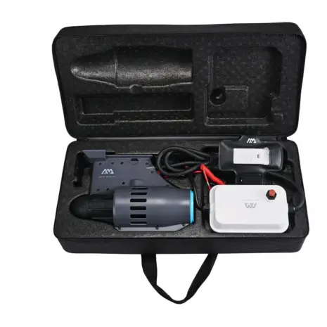 Aqua Marina BlueDrive propulsion units - unit and components in an open carrying case Aqua Marina BlueDrive propulsion units - unit and components in an open carrying case