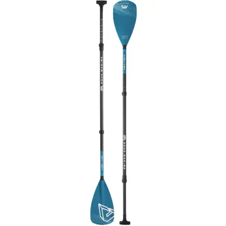 Aqua Marina CARBON GUIDE SUP paddle - assembled paddle showing both blade faces Aqua Marina CARBON GUIDE SUP paddle - assembled paddle showing both blade faces