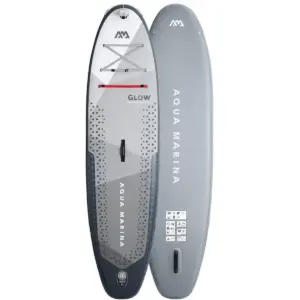 Aqua Marina GLOW 10'4" Stand Up Paddle Board - grey GLOW board shown from deck side and underside