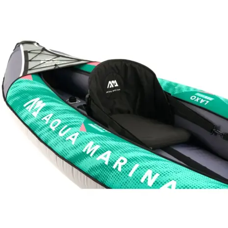 Aqua Marina Laxo 285 - close-up of the seat and side graphics Aqua Marina Laxo 285 - close-up of the seat and side graphics