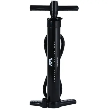 Aqua Marina LIQUID AIR V1 hand pump - black upright pump with straight handle hose and footplate Aqua Marina LIQUID AIR V1 hand pump - black upright pump with straight handle hose and footplate