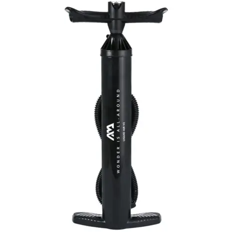 Aqua Marina LIQUID AIR V2 hand pump - black upright pump with curved handle hose and footplate Aqua Marina LIQUID AIR V2 hand pump - black upright pump with curved handle hose and footplate