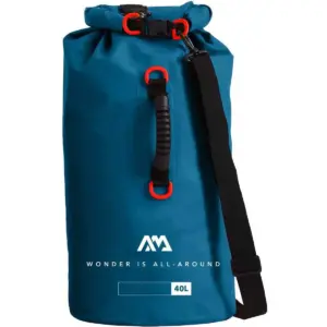 Aqua Marina 40L navy dry bag - navy bag with carry handle and black shoulder strap