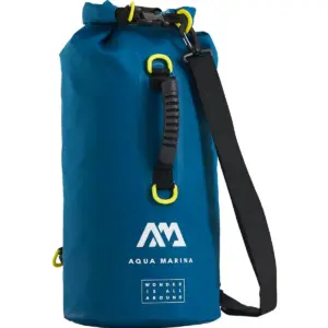 Aqua Marina navy 40L dry bag - navy bag with rolled top handle shoulder strap and yellow rings