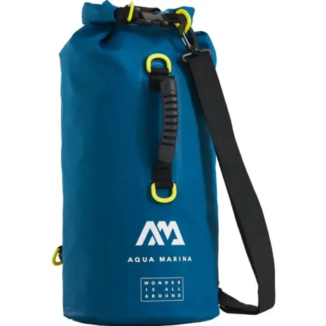 Aqua Marina navy 40L dry bag - navy bag with rolled top handle shoulder strap and yellow rings Aqua Marina navy 40L dry bag - navy bag with rolled top handle shoulder strap and yellow rings