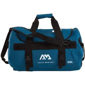 Aqua Marina navy 50L duffel bag - navy bag with black handles shoulder strap and buckles