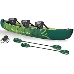 Aqua Marina RIPPLE 370 - three-seat canoe shown with pump and paddles