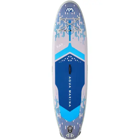 Aqua Marina Ray - top view of the blue and white board Aqua Marina Ray - top view of the blue and white board