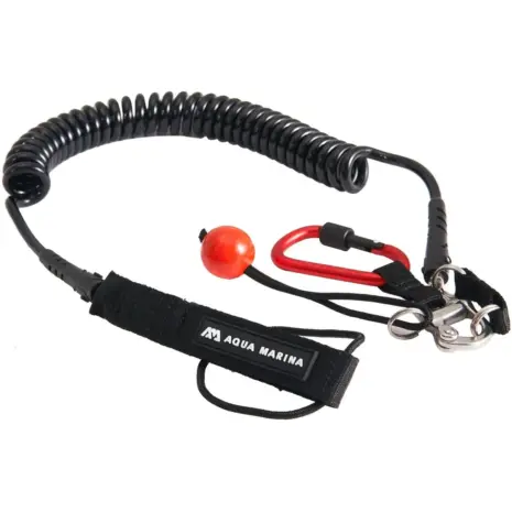 Aqua Marina river leash - black coiled leash with black cuff red clip and red ball Aqua Marina river leash - black coiled leash with black cuff red clip and red ball