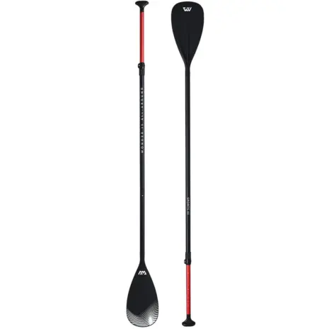 Aqua Marina SPORTS III SUP paddle - front and reverse views of black paddle with red shaft detail Aqua Marina SPORTS III SUP paddle - front and reverse views of black paddle with red shaft detail
