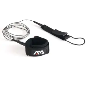 Aqua Marina surf leash - coiled leash with black padded cuff and attachment strap