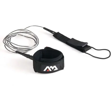 Aqua Marina surf leash - coiled leash with black padded cuff and attachment strap Aqua Marina surf leash - coiled leash with black padded cuff and attachment strap